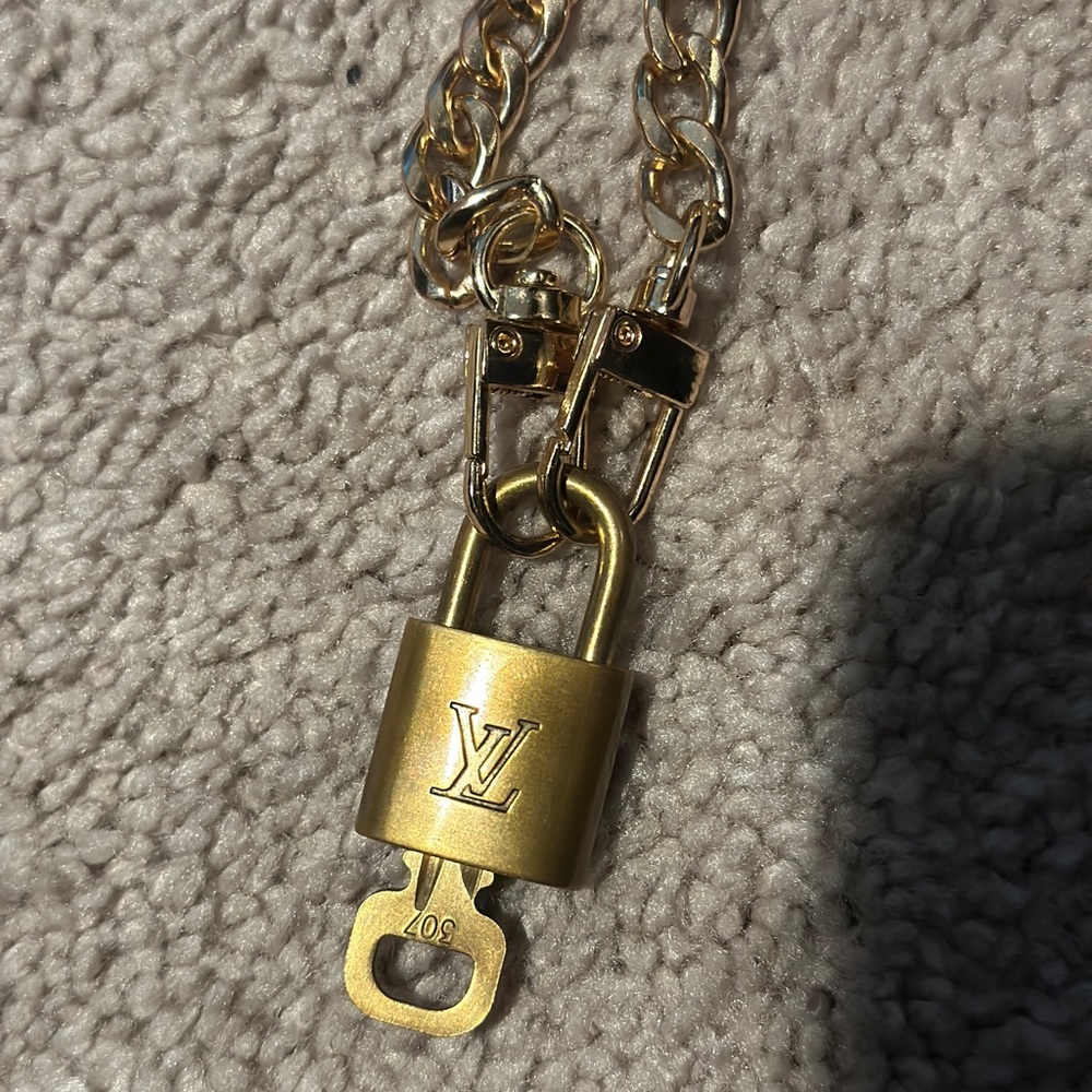 Louis Vuitton Lock and Key - Brass #307 with Gold Color Choker Chain